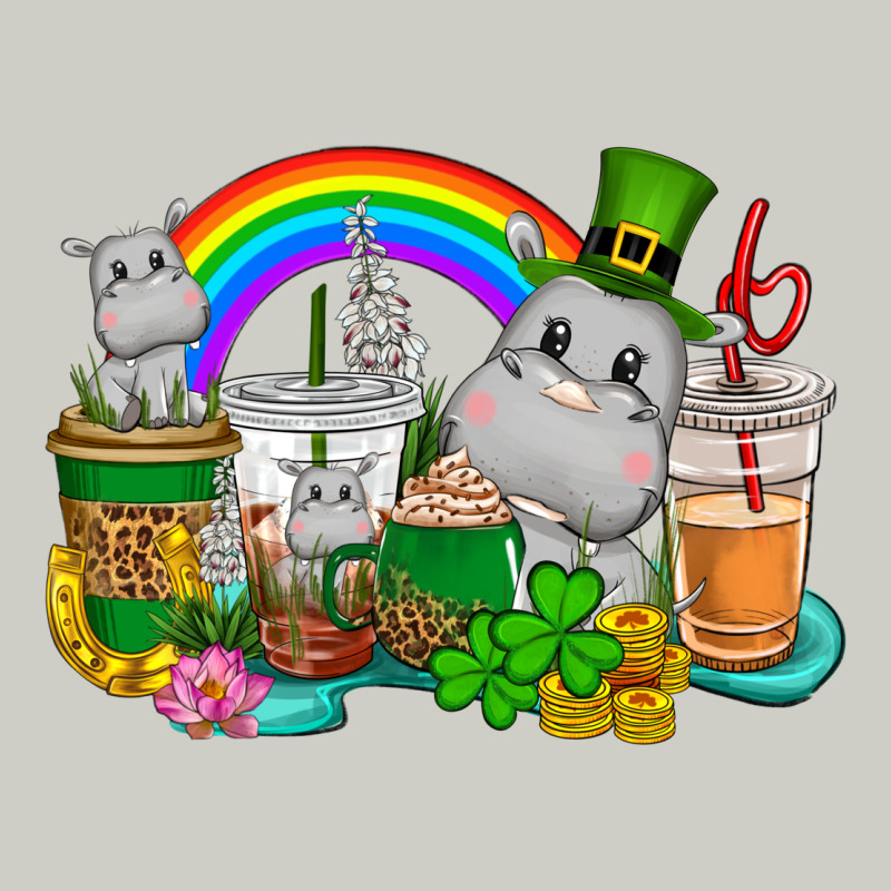 St. Patrick's Hippopotamus Coffee Cups Heavyweight Hoodie by CowGirlArtShop | Teevron