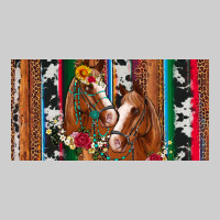 Western Horses Gemstone Horse Cowhide Leopard Floral Background Licens Premium Tee | Teevron