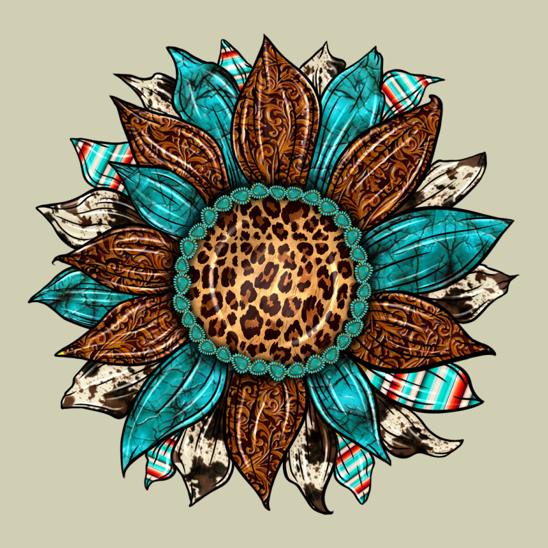 Gemstone Cowhide Leopard Turquoise Sunflower Heavy Core Tee by Artiststas | Teevron