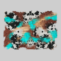 Western Cowhide Turquoise And Wood Background Premium Tee | Teevron