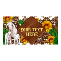 (preview)baby goats and sunflower and cactus with cowhide license plat | Teevron