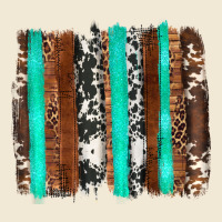 Western Cowhide Wood And Turquoise Glitter Brushstrokes Premium Tee | Teevron
