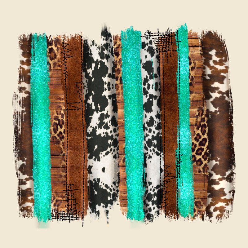 Western Cowhide Wood And Turquoise Glitter Brushstrokes Premium Tee by Artiststas | Teevron