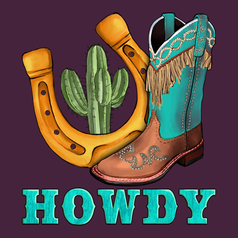 Howdy Turquoise Cowboy Boots Horseshoe Premium Tee by AdoDesignShop | Teevron