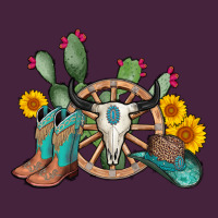 Wheel Bull Skull Western Cowboy Premium Tee | Teevron