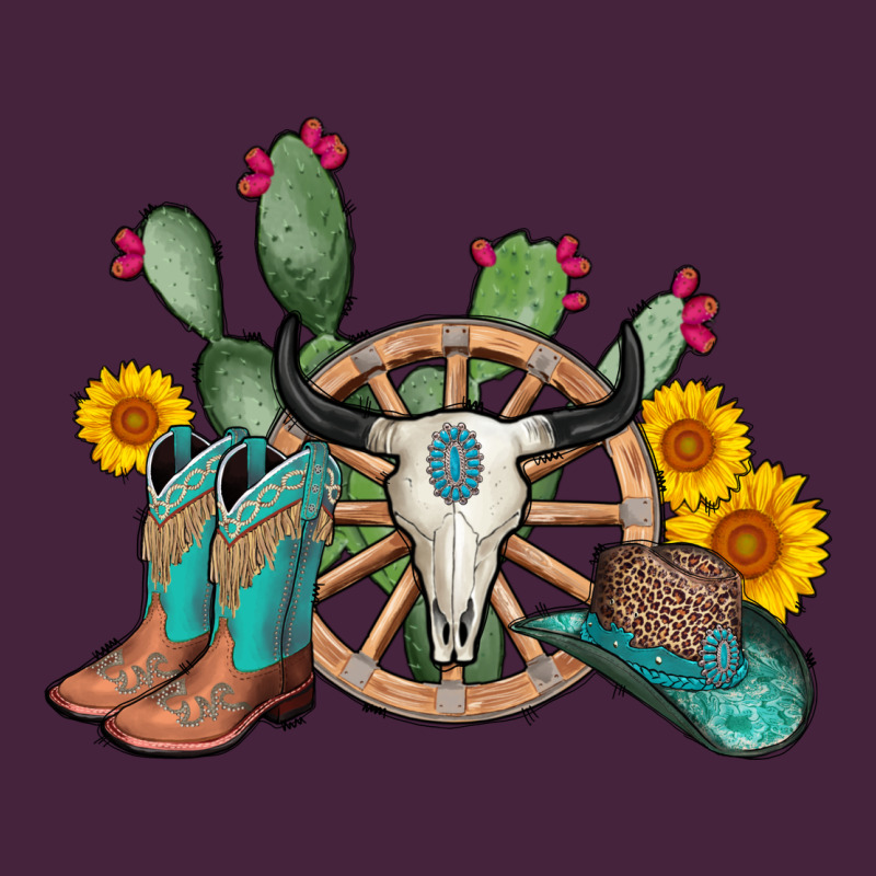 Wheel Bull Skull Western Cowboy Premium Tee by AdoDesignShop | Teevron