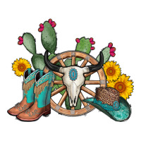wheel bull skull western cowboy | Teevron
