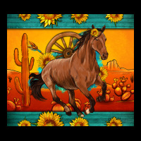 Western Sunset Galloping Horse Sunflower Premium Tee | Teevron
