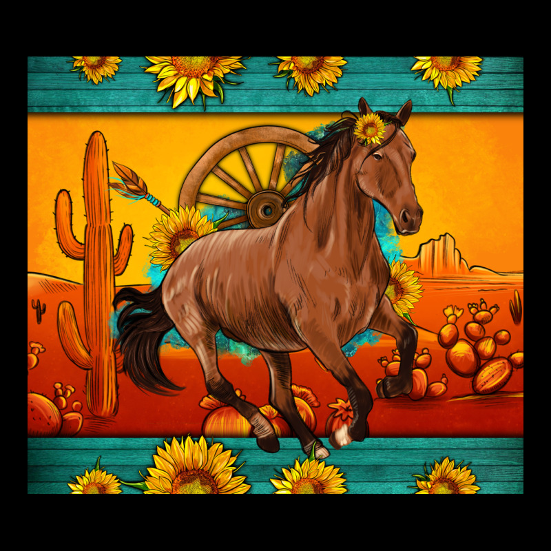 Western Sunset Galloping Horse Sunflower Premium Tee by Artiststas | Teevron