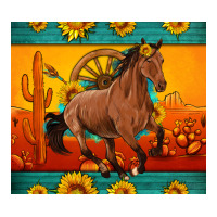 western sunset galloping horse sunflower | Teevron
