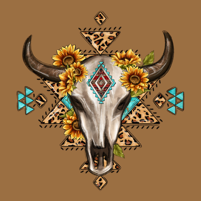 Bull Skull With Aztec Sunflower Leopard Vintage Tee by MaliasSmallBusiness | Teevron