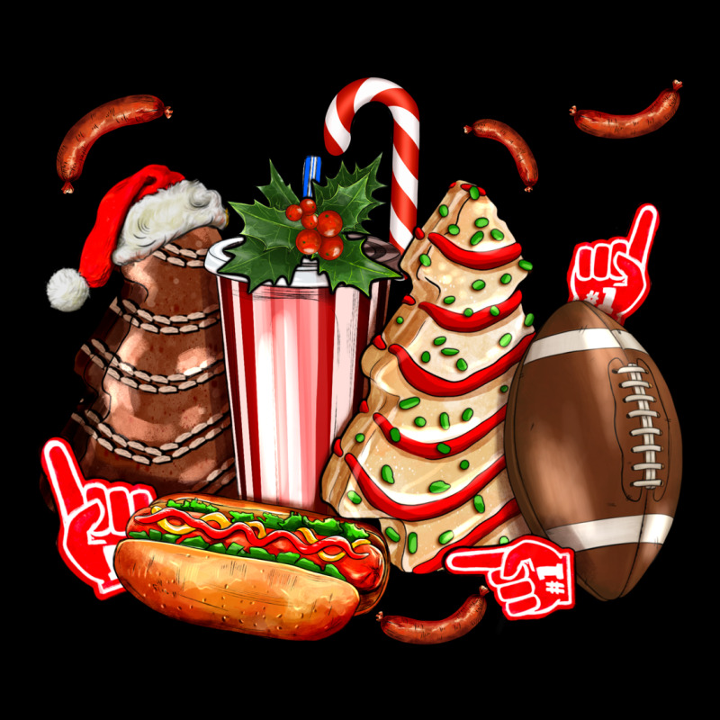 Christmas Tree Cake American Football  Ball And Hot Dogs Ado Ladies Tee by AdoDesignShop | Teevron