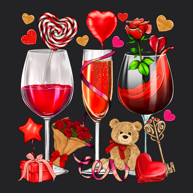 Valentines Day Wine Glasses Vintage Tee by NancyCooperArtShop | Teevron