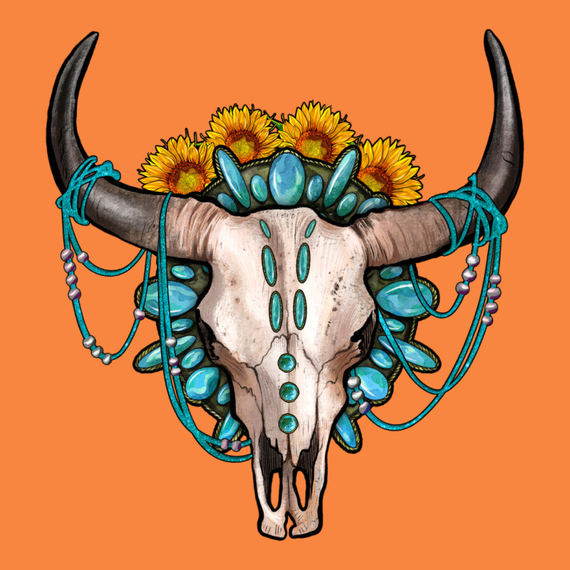 Sunflower Gemstone Bull Skull Premium Sweatshirt by OliviaCreatesArt | Teevron
