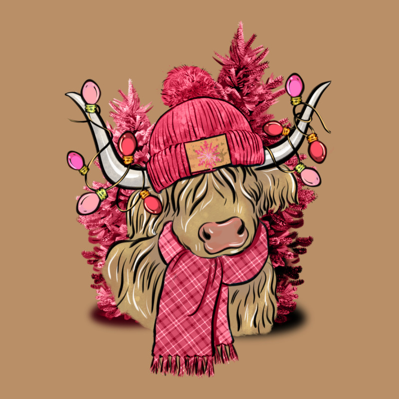 Pink Winter Long Haired Cow Vintage Hoodie by NancyCooperArtShop | Teevron