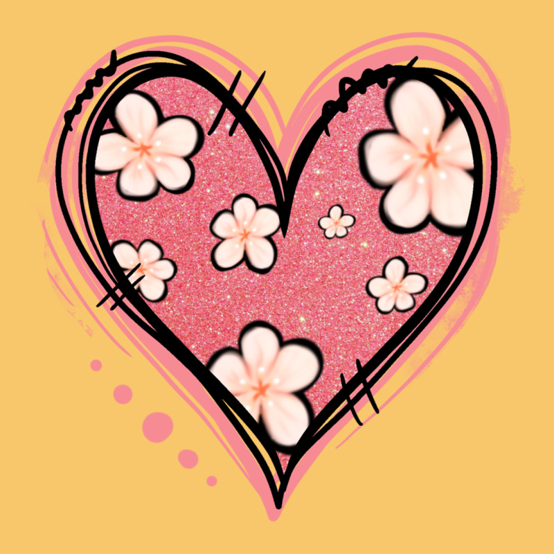 Floral Pink Glitter Heart Vintage Hoodie by Jasminsmagicworld | Teevron