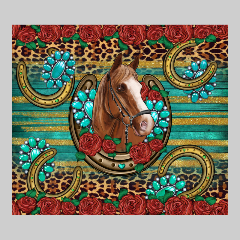 Western Horse Horseshoe Roses Gemstones Glitter Wooden Premium Tee by Artiststas | Teevron