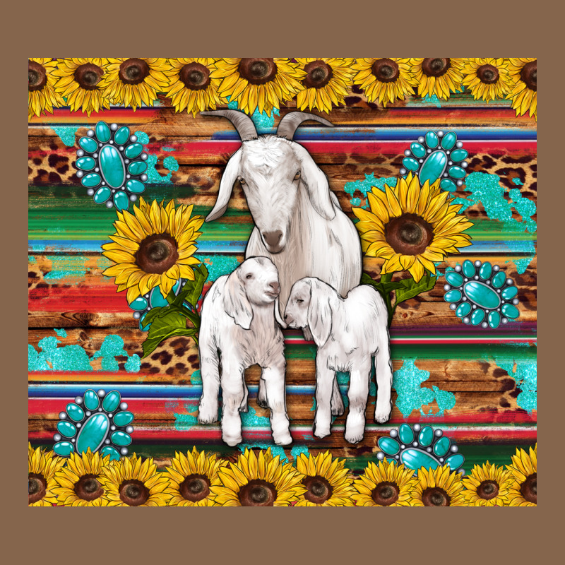Goats Mom And Baby Sunflowers Gemstones Serape Leopard Glitter Wooden Premium Tee by Artiststas | Teevron