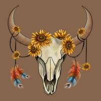 Bull Skull Sunflowers And Feathers Premium Tee | Teevron