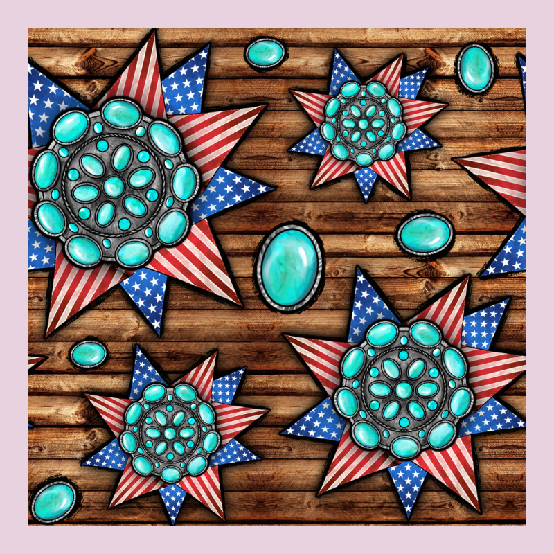 4th Of July Turquoise Gemstone Seamless Pattern Ladies Tee by BundleAndBundleShop | Teevron