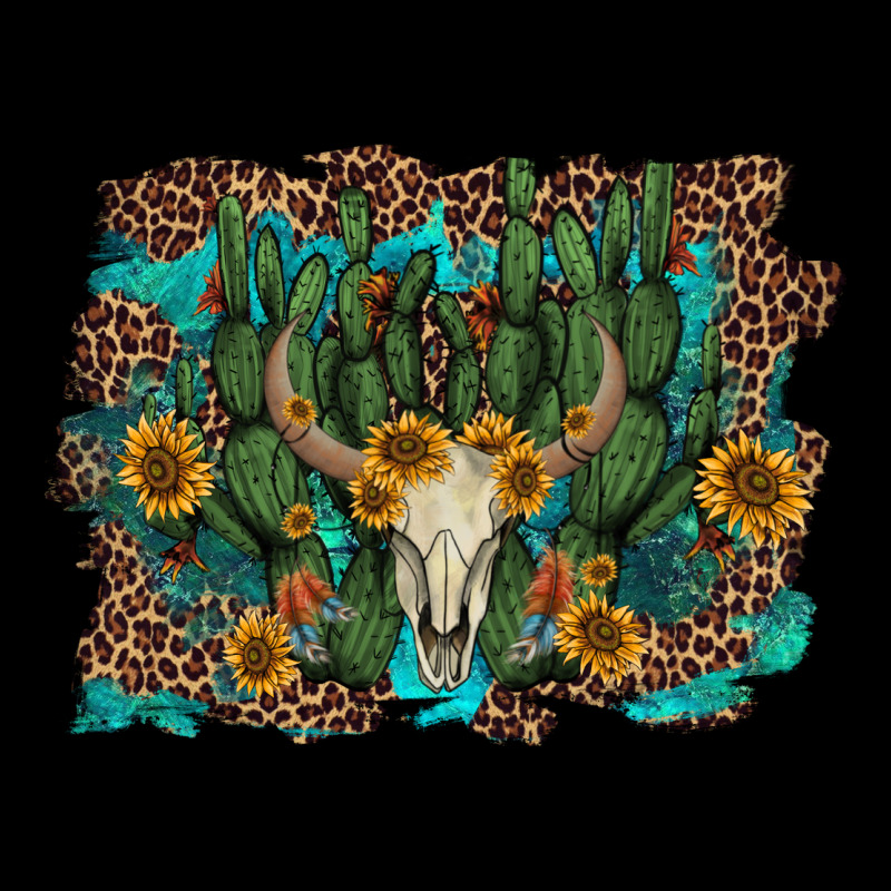 Leopard Bull Skull Cactus Sunflowers Premium Tee by AdoDesignShop | Teevron