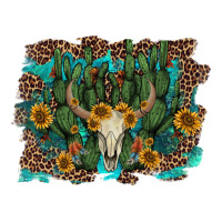 leopard bull skull cactus sunflowers | Teevron