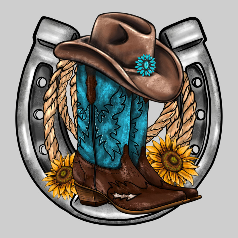 Western Horseshoe Boots Hat Rope Sunflower Premium Tee by AdoDesignShop | Teevron