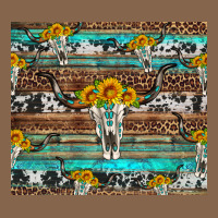 Longhorn Bull Skull Cowhide Leopard Turquoise Premium Tee | Teevron
