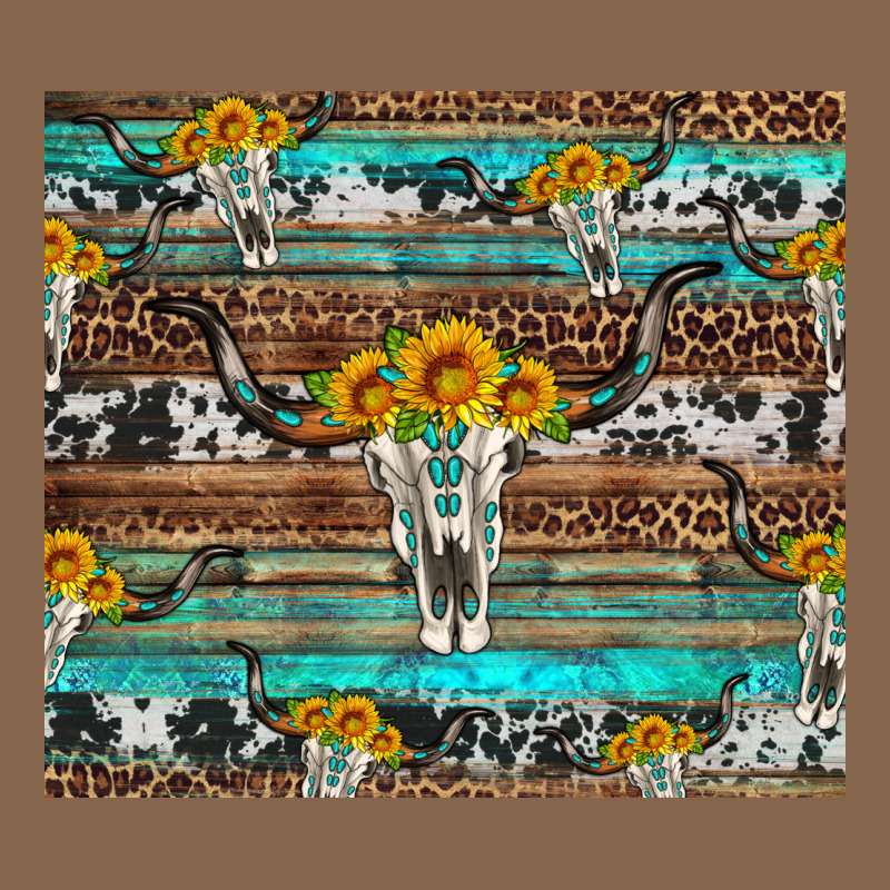 Longhorn Bull Skull Cowhide Leopard Turquoise Premium Tee by Artiststas | Teevron