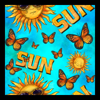 Sun With Butterfly Seamless Pattern Ladies Tee | Teevron