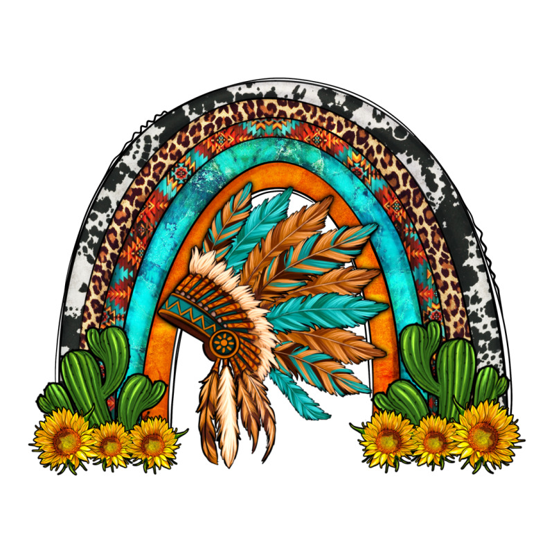 Indian Headdress Cactus And Sunflowers Rainbow Premium Tee by Artiststas | Teevron