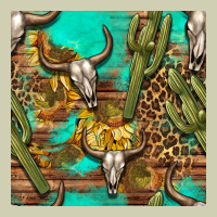 Western Bull Skull And Cactus Seamless Pattern Heavy Core Tee | Teevron