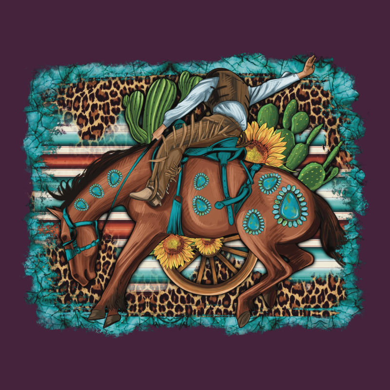 Bucking Bronco Cowboy Rodeo Cactus And Sunflowers Premium Tee by Artiststas | Teevron