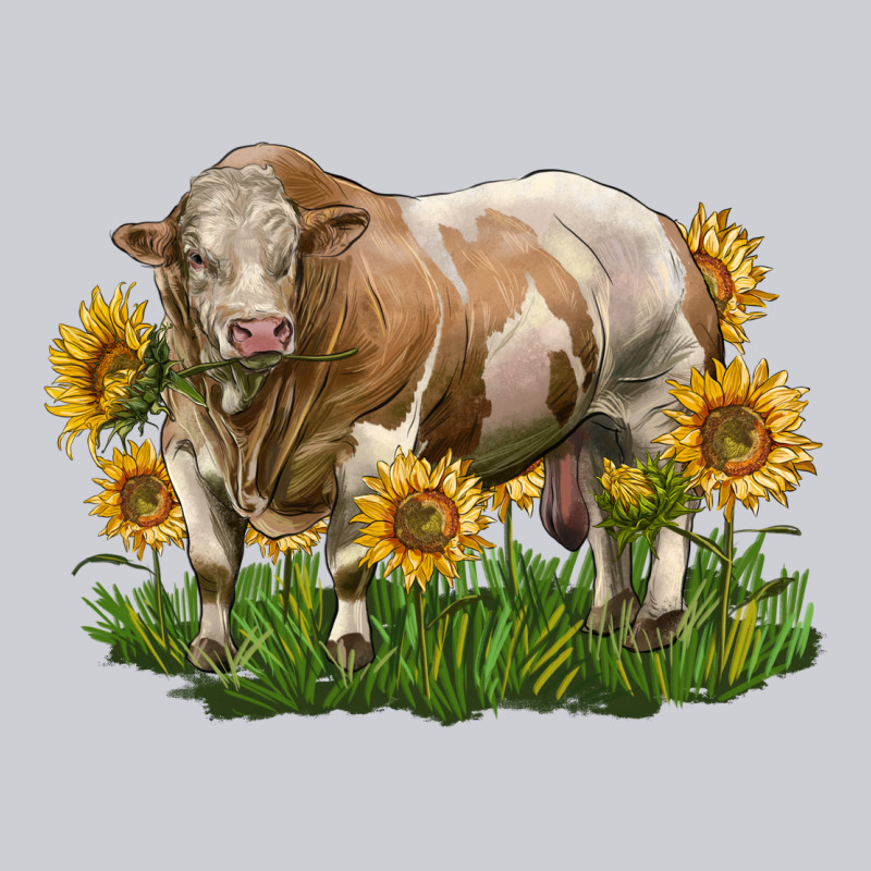 Simmental Bull With Sunflowers Heavyweight Sweatshirt by LillyAllenDesigns | Teevron