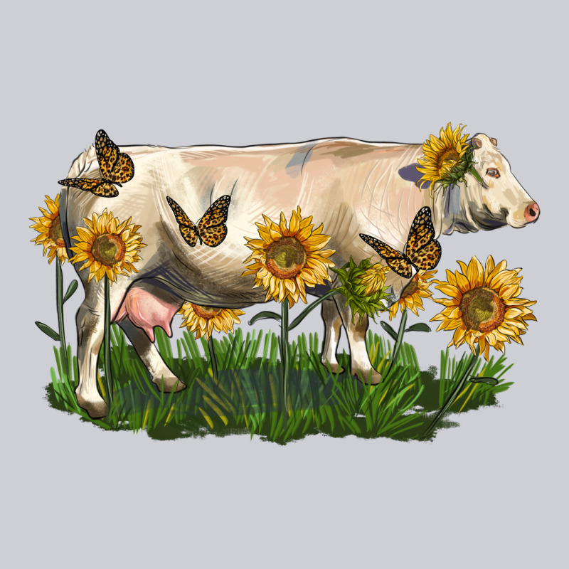 Charolais Cow With Sunflower Heavyweight Sweatshirt by LillyAllenDesigns | Teevron