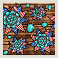 4th Of July Turquoise Gemstone Seamless Pattern Heavy Core Tee | Teevron