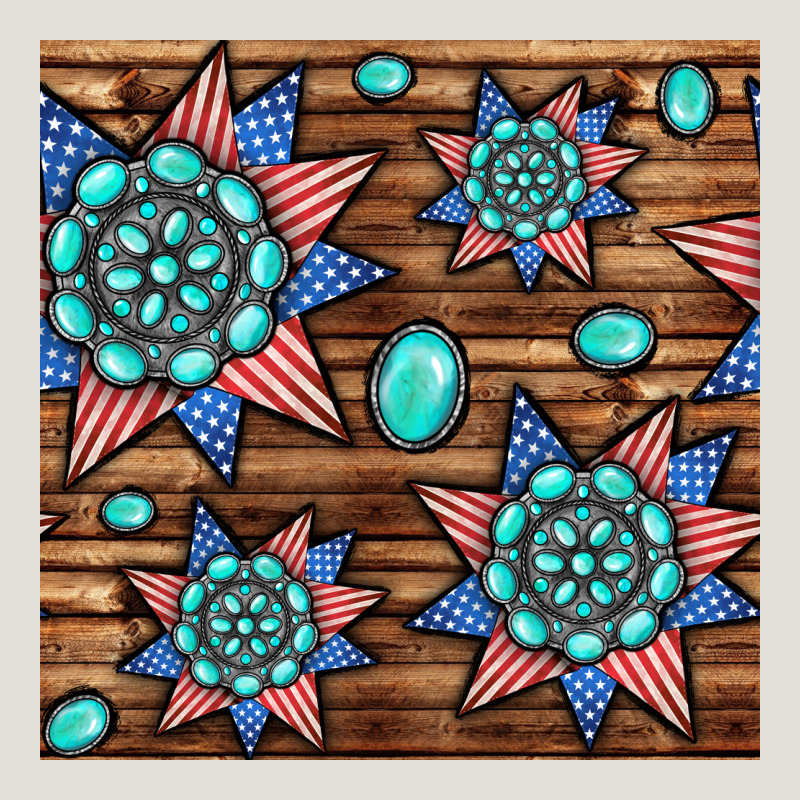 4th Of July Turquoise Gemstone Seamless Pattern Heavy Core Tee by BundleAndBundleShop | Teevron