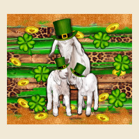 St Patricks Goat Family Shamrock Gold Serape Leopard Glitter Wooden Tu Premium Tee | Teevron