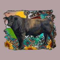 Black Angus Bull With Aztec And Farm Background Vintage Hoodie | Teevron