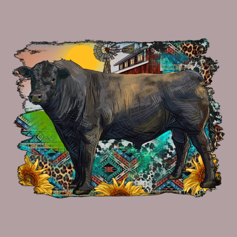 Black Angus Bull With Aztec And Farm Background Vintage Hoodie by RanaPortraitStore | Teevron