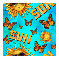 sun with butterfly seamless pattern | Teevron
