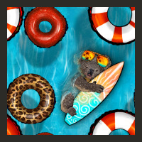 Koala At The Pool Seamless Pattern Heavy Core Tee | Teevron