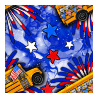 4th of july school bus seamless pattern | Teevron