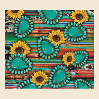 Western Gemstone Sunflowers Serape Cowhide Glitter Wooden Premium Tee | Teevron