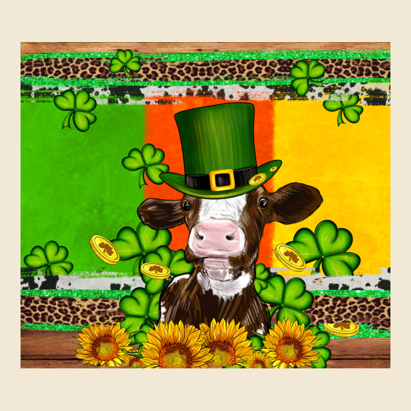 Saint Patricks Cow And Hat With Sunflower And Shamrock Premium Tee by Artiststas | Teevron