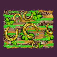 Horseshoe Shamrock Leopard Wood Glitter Background Premium Tee | Teevron