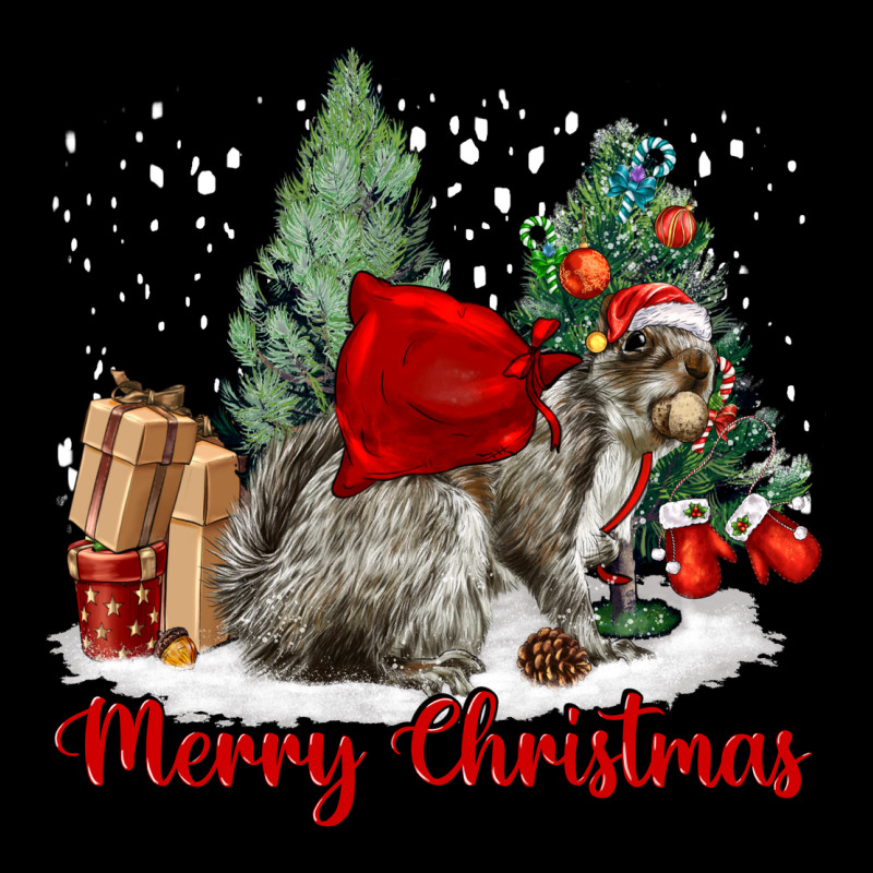 Merry Christmas Gray Squirrel Heavyweight Sweatshirt by LillyAllenDesigns | Teevron