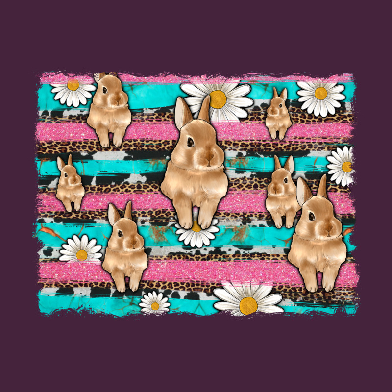 Easter Bunny With Daisy And Turquoise Cowhide Leopard  Background Premium Tee by Artiststas | Teevron