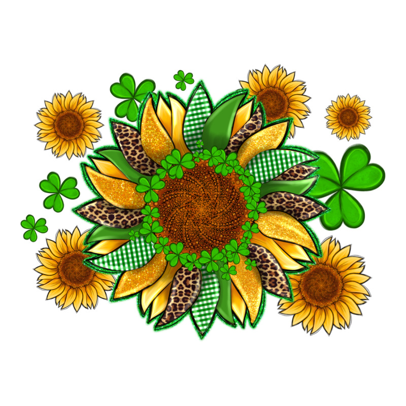 St Patricks Sunflowers With Shamrock And Glitters With Leopard Premium Tee by Artiststas | Teevron