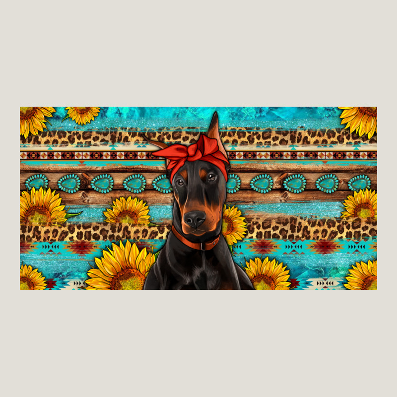 Doberman With Sunflowers License Plate Heavy Core Tee by Artiststas | Teevron